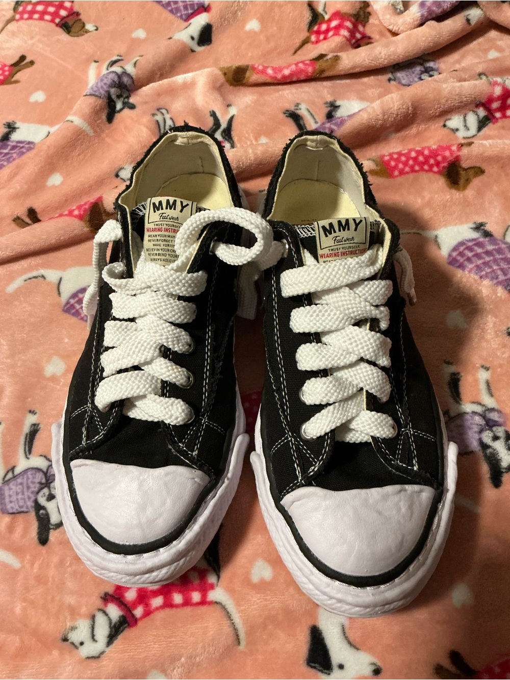 Miharayasuhiro Black and White Low-Top Canvas Sneakers